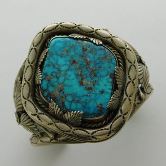Alice Platero Navajo Morenci Turquoise and Sterling Bracelet