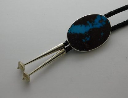 Bisbee Turquoise Oval Sterling Silver Bolo Tie