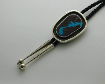 Bisbee Turquoise Rectangle Shadowbox Sterling Bolo Tie