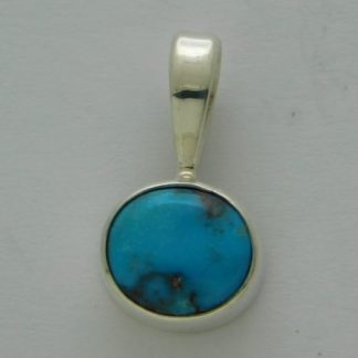 Bisbee Turquoise Round Sterling Pendant by Erika Juzwiak (Anglo)