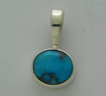 Bisbee Turquoise Round Sterling Pendant by Erika Juzwiak (Anglo)