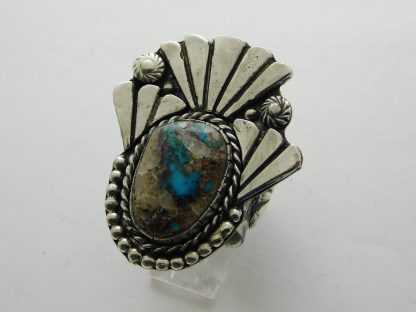 RYAN HORBACK Anglo Bisbee Turquoise Silver Ring size 11-1/2
