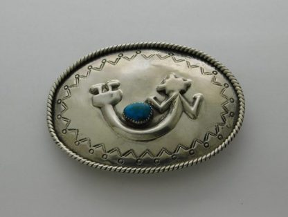 Mary S. Lew Navajo Sterling & Turquoise Yei Belt Buckle