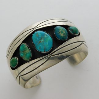 KENNY JOHN Navajo Sterling Silver & Turquoise Bracelet