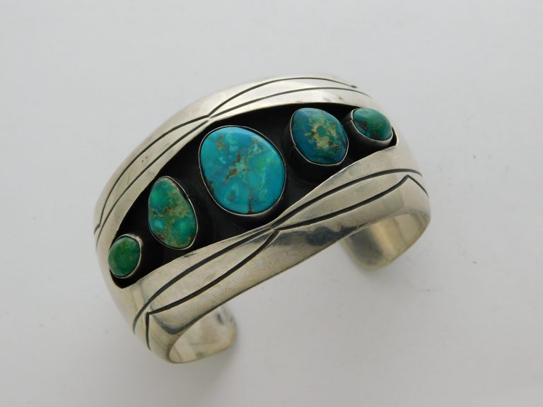 KENNY JOHN Navajo Sterling Silver & Turquoise Bracelet