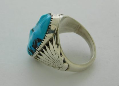 Side view of Robert and Bernice Leekya Sleeping Beauty Sterling Ring