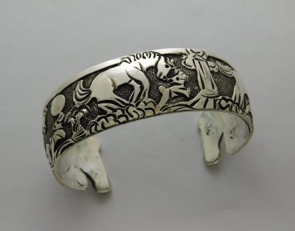 LLOYD BECENTI Navajo Sterling Silver Horse Bracelet