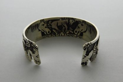 Rear view of LLOYD BECENTI Navajo Sterling Silver Horse Bracelet