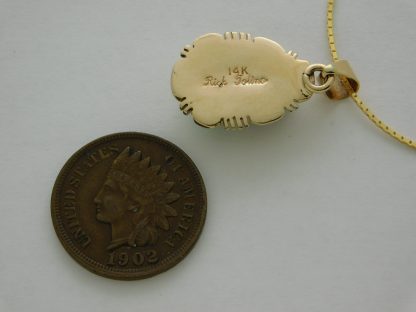 Rick Tolino 14 Kt. Gold pendant & comparative size Penny