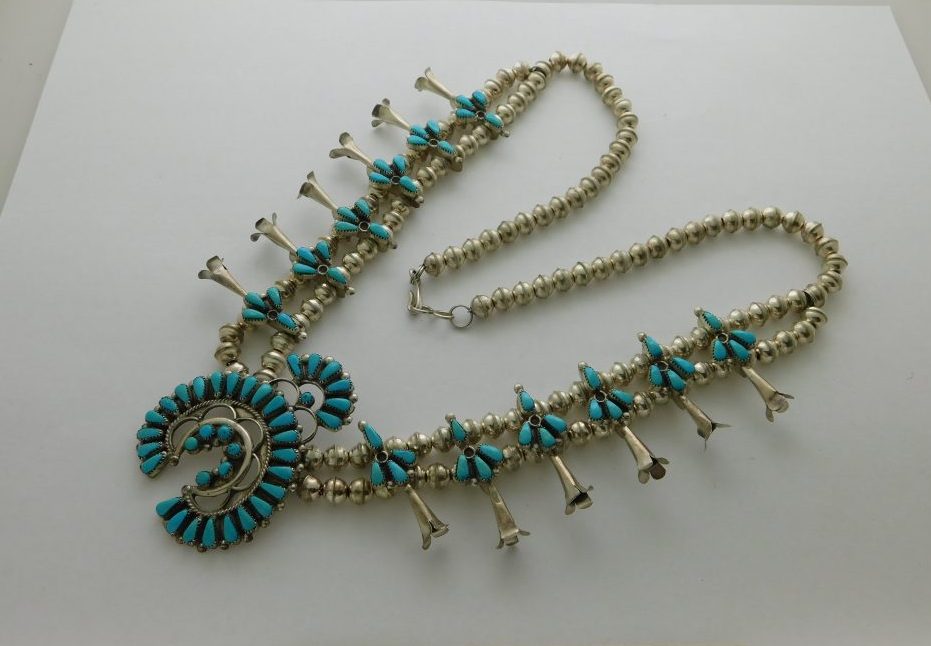 VIOLET & JEFFREY BEGAY Navajo Squash Blossom Necklace