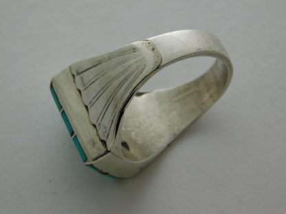 Side view of NORMAN LEE Zuni Hummingbird Turquoise & Sterling Silver Ring