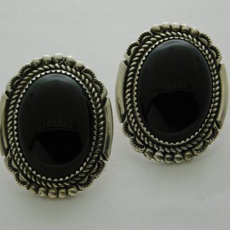 V & N Edsitty Black Onyx and Sterling Silver Earrings