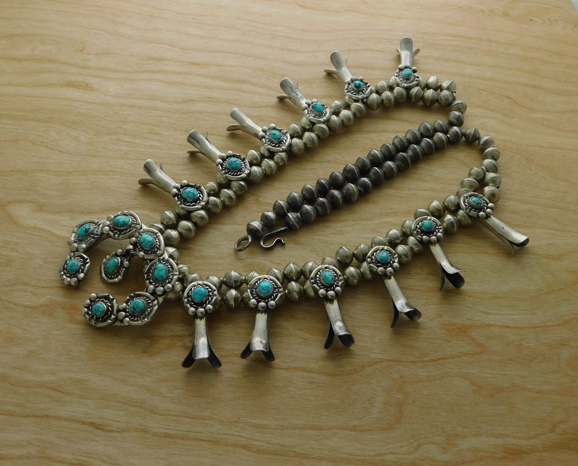 Number 8 Turquoise Squash Blossom Necklace