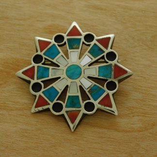 Zuni Sterling Silver Inlay Pin / Pendant