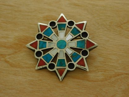 Zuni Sterling Silver Inlay Pin / Pendant