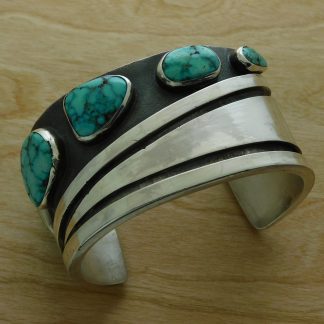 G.K. SARIAGE Navajo Lone Mountain Turquoise Sterling Silver Bracelet