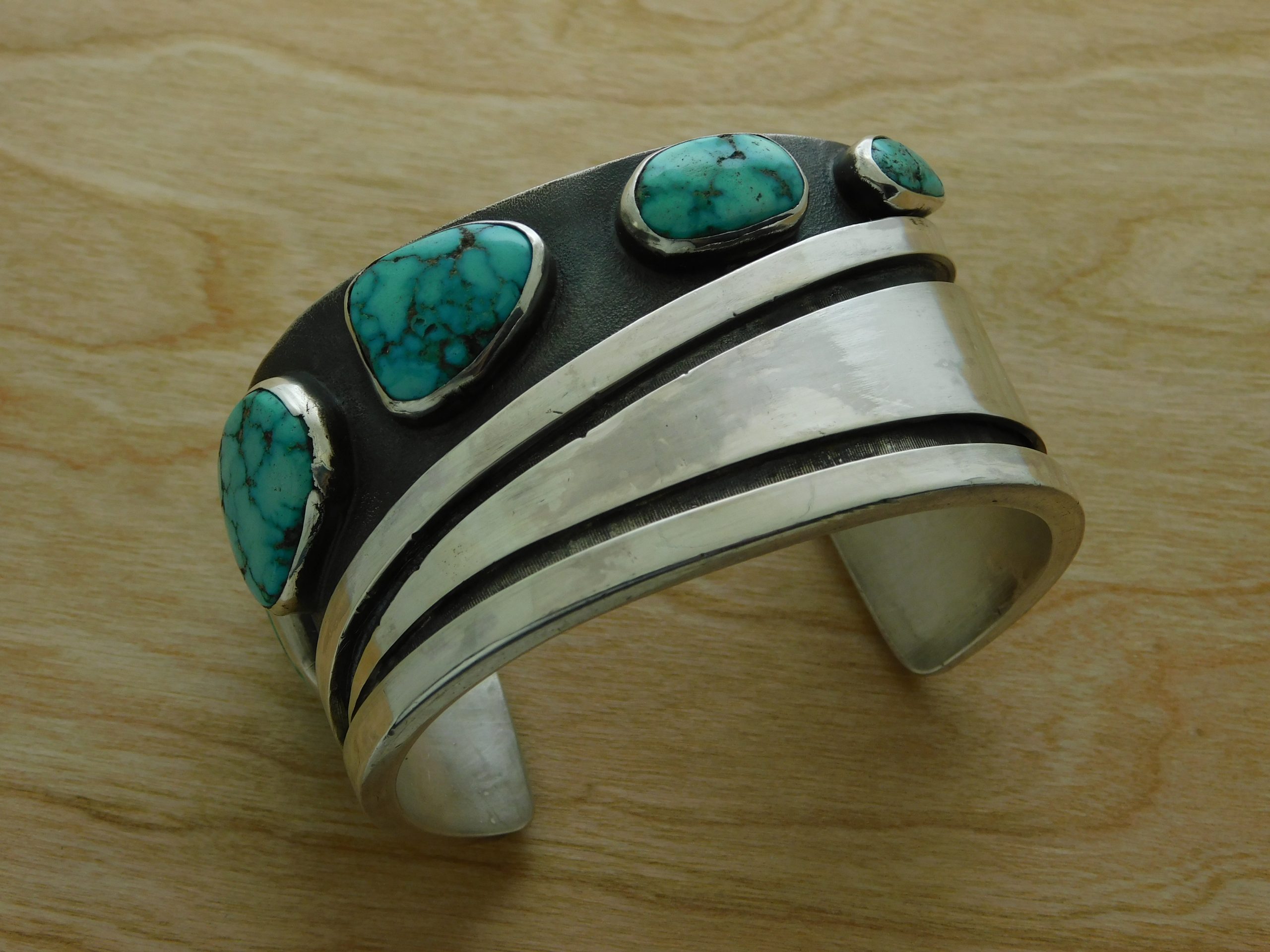 G.K. SARIAGE Navajo Lone Mountain Turquoise Sterling Silver Bracelet