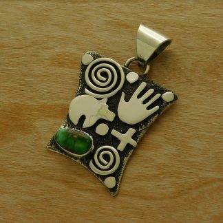 Alex Sanchez Navajo Bear & Hand Pendant