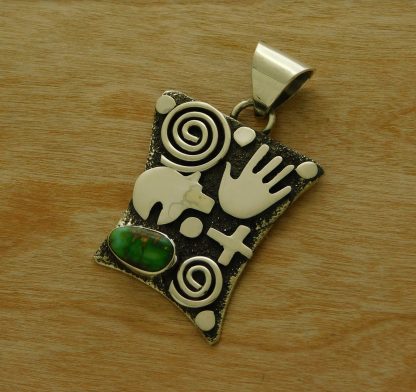 Alex Sanchez Navajo Bear & Hand Pendant