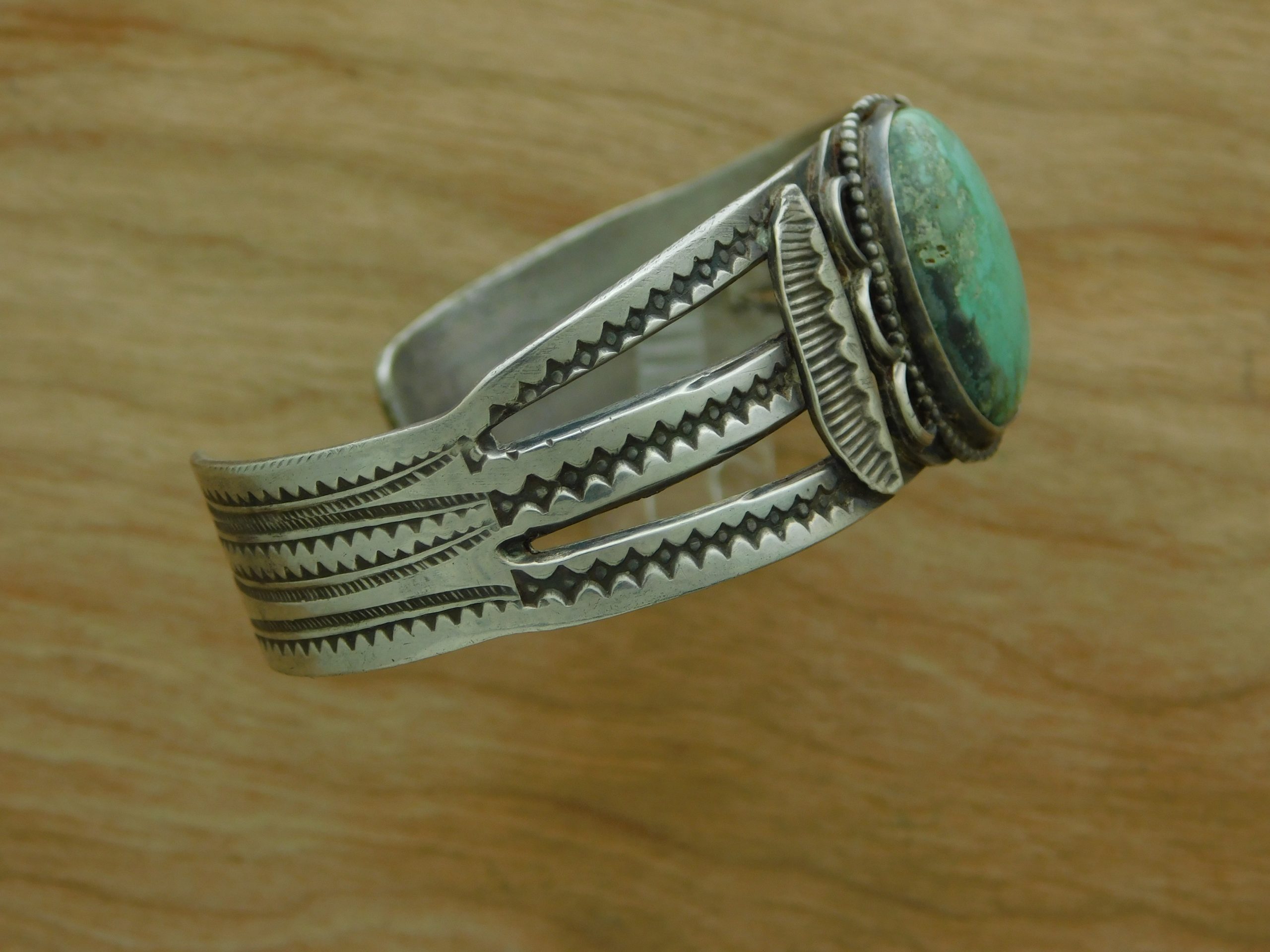 Side view of Fred Harvey Zig Zag Ingot Cuff