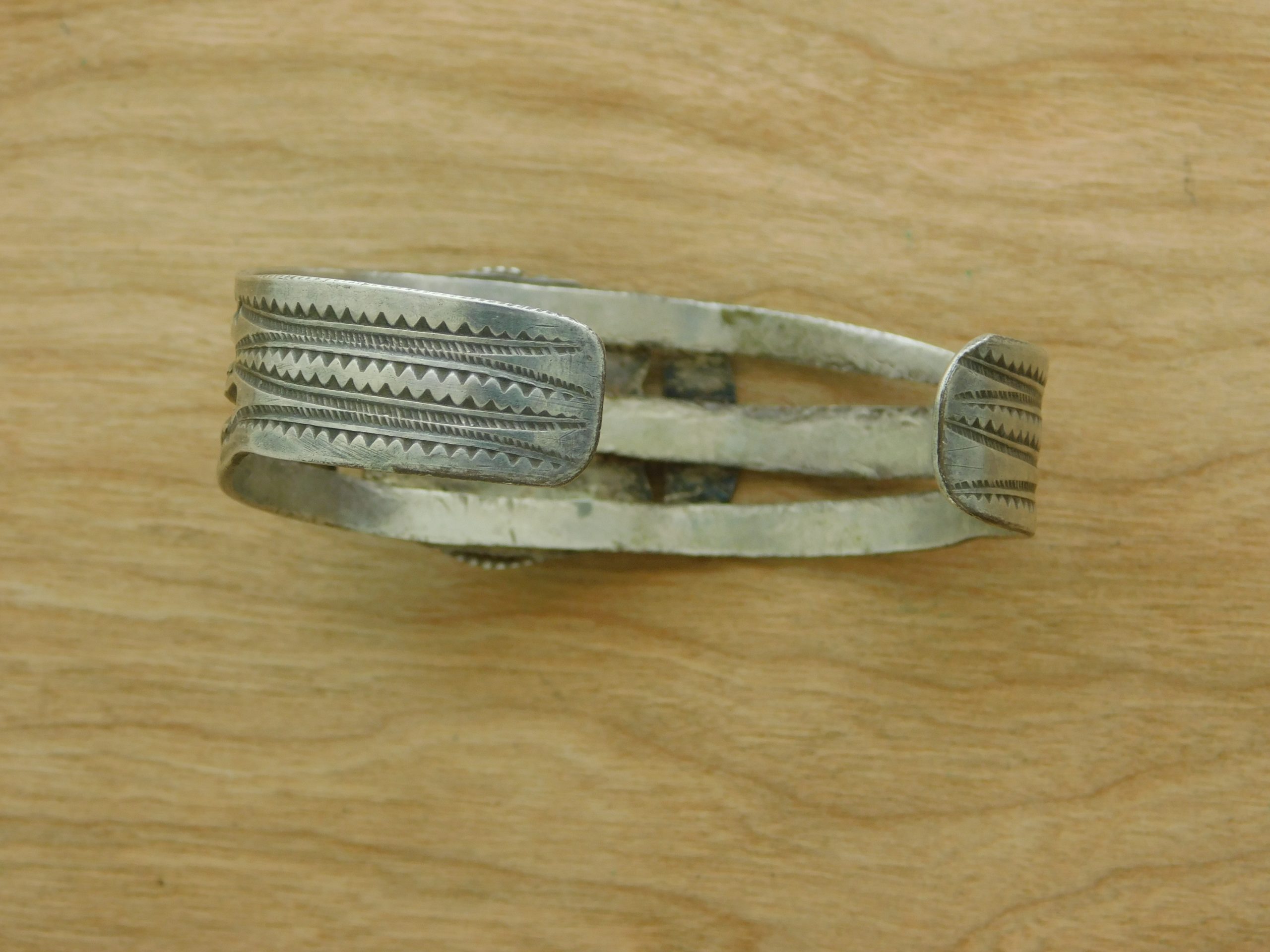 Rear view of Fred Harvey Zig Zag Ingot Cuff