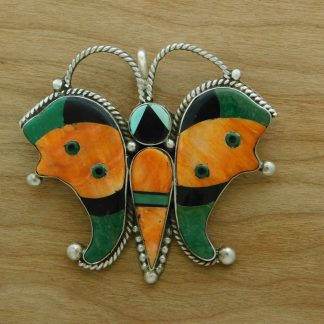 Zuni Butterfly Stone Inlay Pendant