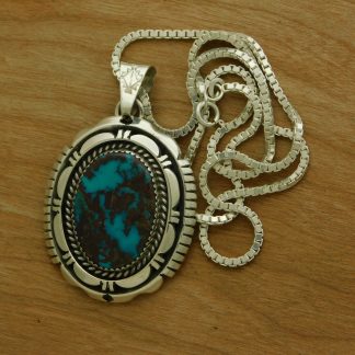 Gary Spencer Navajo Bisbee Turquoise Pendant