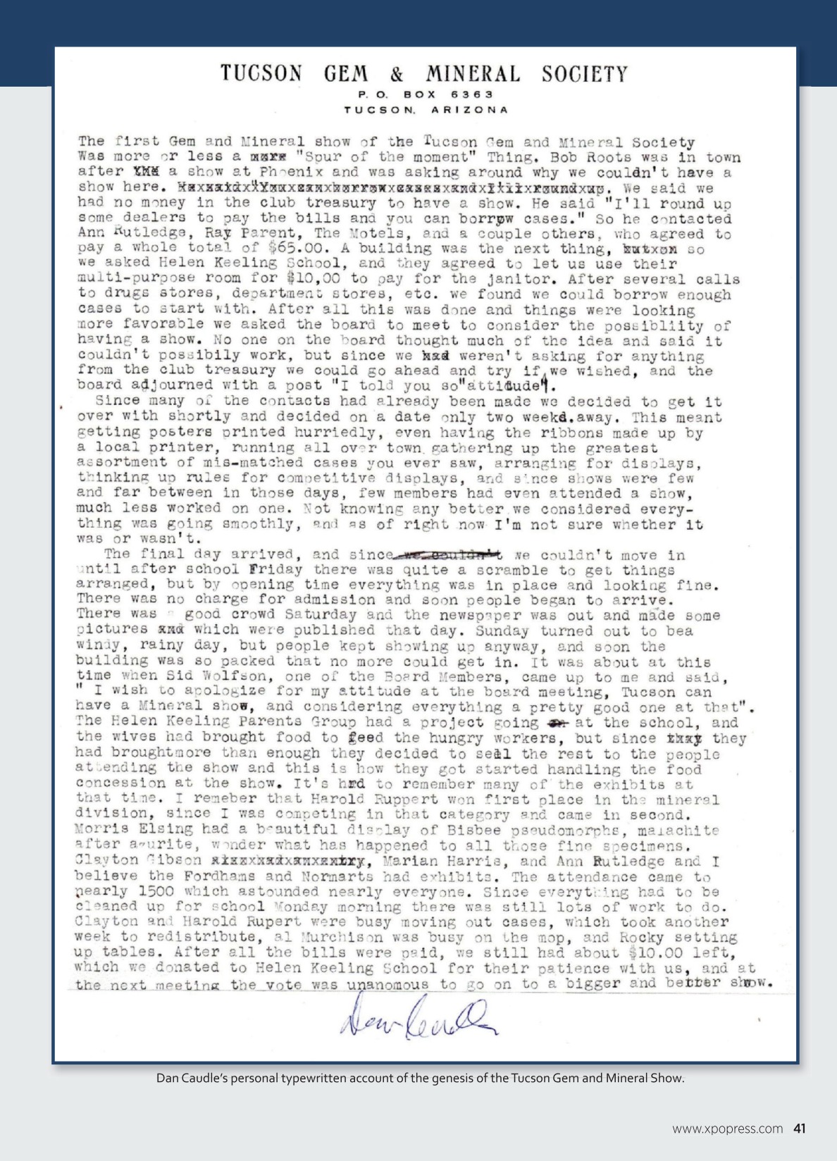 Dan Caudle Handwritten Account